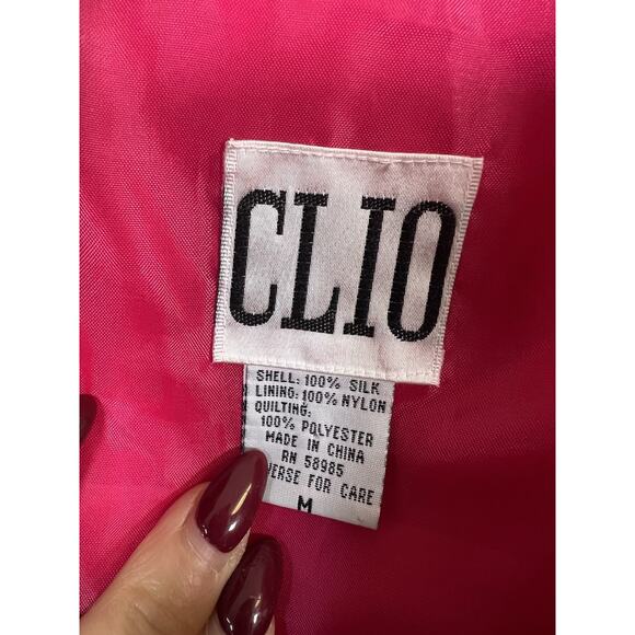 Clio VTG Puffer Coat Lightweight Size M Pink Silk Barbie Dopamine Colorful - Picture 3 of 12